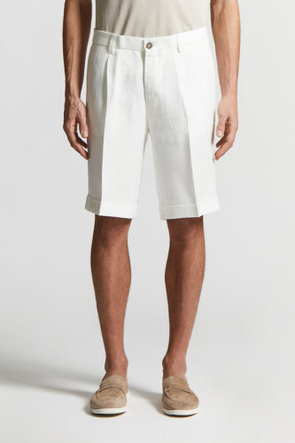 Peserico - Pure linen gabardine Bermuda shorts - Cloud white