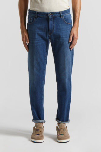 Peserico - 5-pocket jeans in stretch cotton twill - Space blue
