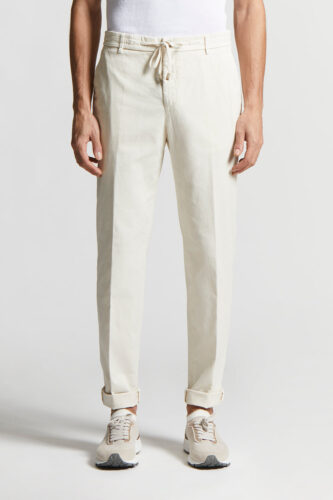 Peserico - Stretch cotton gabardine jogger trousers - Quartz sand