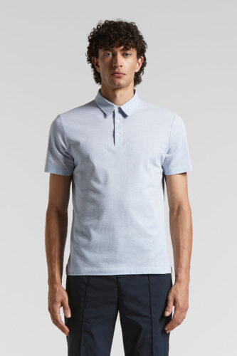 Peserico - Cotton melange jersey piqué polo shirt - Sky blue