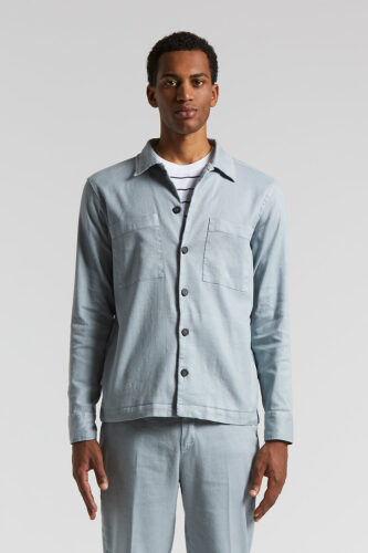 Peserico - Stretch linen-cotton twill overshirt - Saline blue