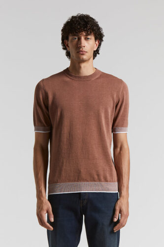 Peserico - Linen and cotton crepe t-shirt - Tobacco