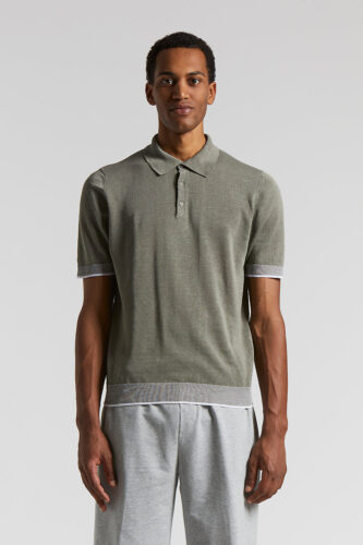 Peserico - Linen and cotton crepe polo shirt - Mediterranean nature
