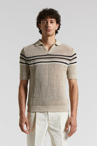 Peserico - Linen and cotton blend polo shirt - Dunes