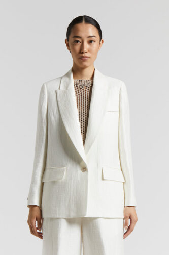 Peserico - Single-breasted blazer in pure linen gabardine - Cloud white
