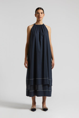 Peserico - Pure cotton voile long dress - Space blue