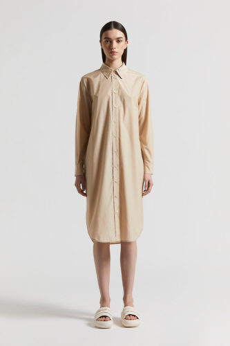 Peserico - Twisted cotton-blend poplin dress - Amber beige