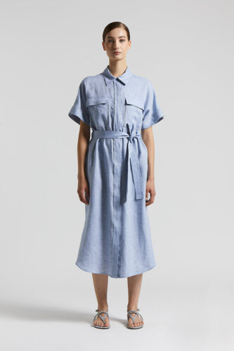 Peserico - Linen midi dress - Sunrise blue