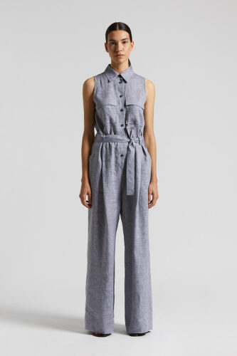 Peserico - Linen long jumpsuit - Blue