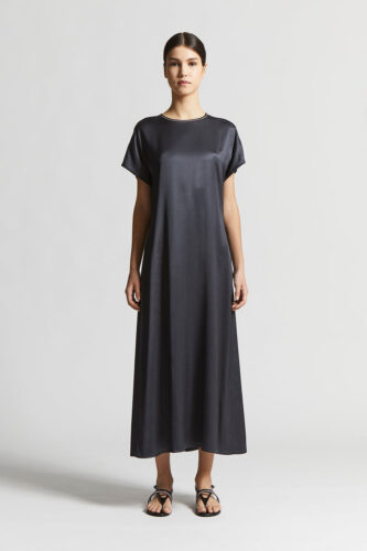 Peserico - Long viscose satin dress - Space blue