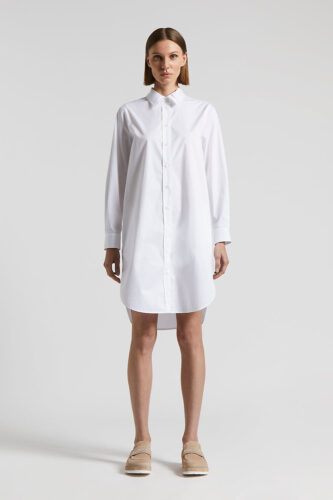 Peserico - Women's dress in light stretch cotton satin - Pure White