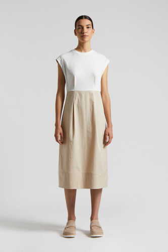 Peserico - Bi-material midi dress - Amber beige