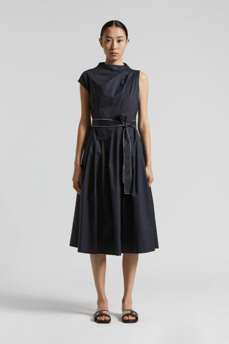 Peserico - Light stretch cotton satin dress - Space blue