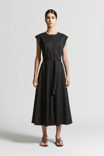 Peserico - Light stretch cotton satin dress - Black