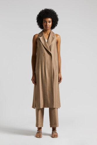 Peserico - Shiny viscose linen gabardine waistcoat - Cappucino