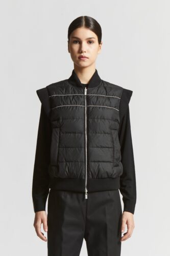 Peserico - Short sleeveless down jacket with bomber collar - Black