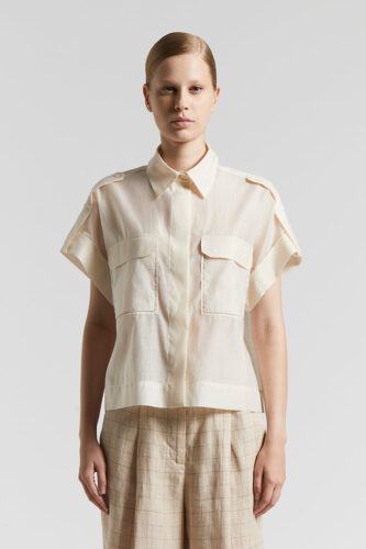 Peserico - Matt silk-cotton organza shirt - Quartz sand