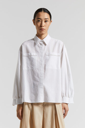 Peserico - Striped cotton muslin shirt - Cappucino