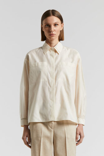 Peserico - Matt silk and cotton organza shirt - Quartz sand