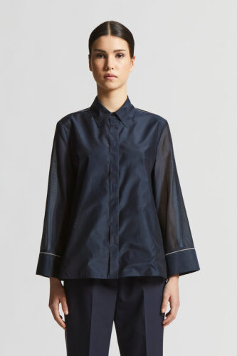 Peserico - Cotton organza and matt silk shirt - Space blue