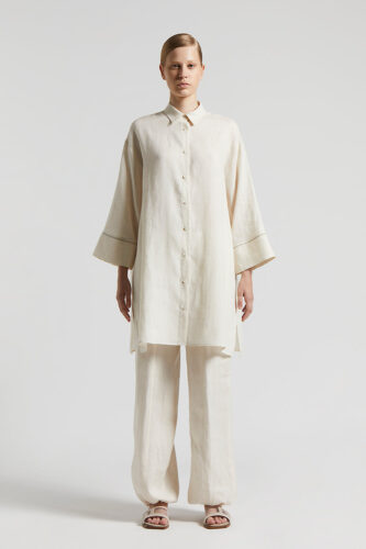 Peserico - Shirt in fresh, light pure linen - Quartz sand