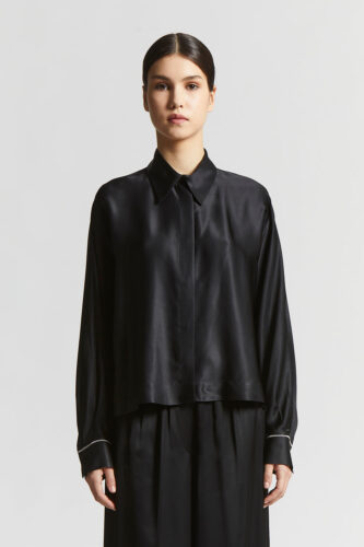 Peserico - Viscose satin shirt with kimono sleeves - Black