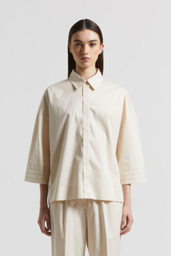 Peserico - shirt in light stretch cotton satin - Quartz sand