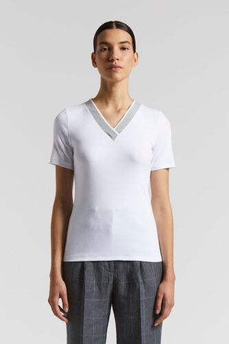 Peserico - Stretch micro-ribbed jersey T-shirt - Pure White