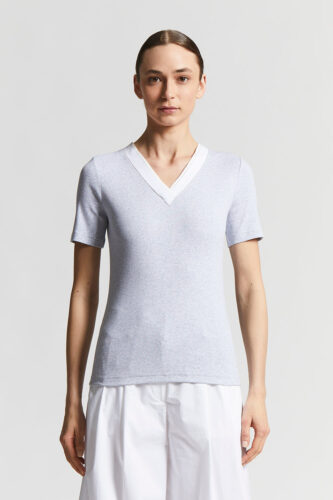 Peserico - Stretch micro-ribbed jersey T-shirt - Lunar gray