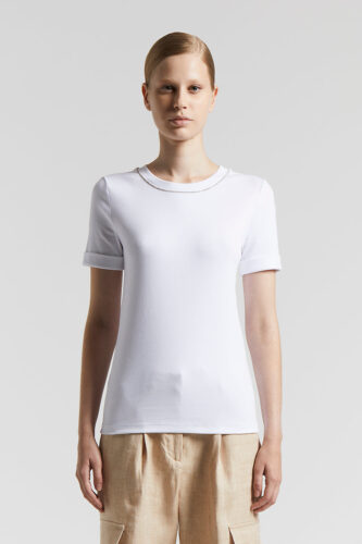 Peserico - Micro-ribbed stretch jersey T-shirt - Pure White