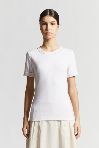 Peserico - Micro-ribbed stretch jersey T-shirt - Quartz sand