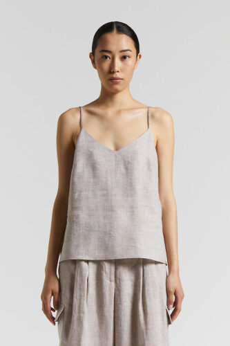 Peserico - Pure Linen V-neck top - Cappucino