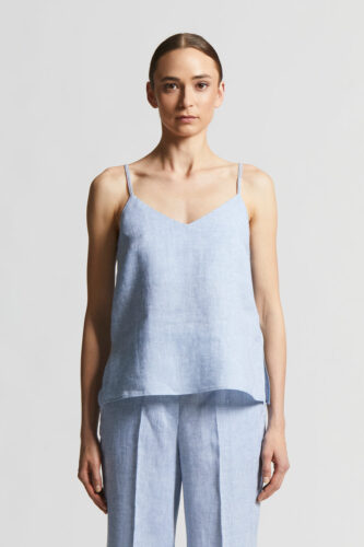Peserico - Pure Linen V-neck top - Sunrise blue