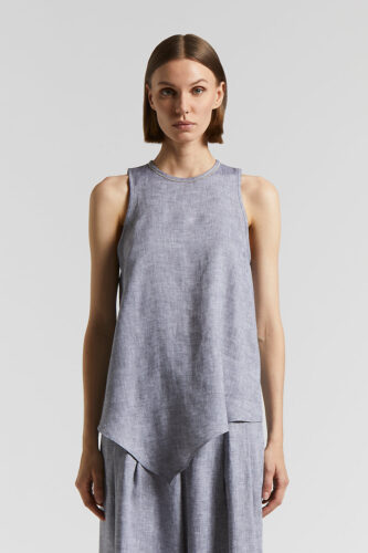 Peserico - Asymmetrical pure linen top - Blue
