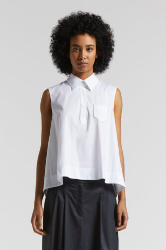 Peserico - Poplin and cotton voile top - Light white