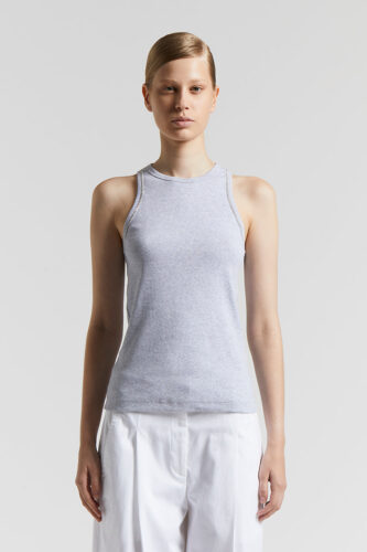 Peserico - Micro rib stretch jersey top - Lunar gray
