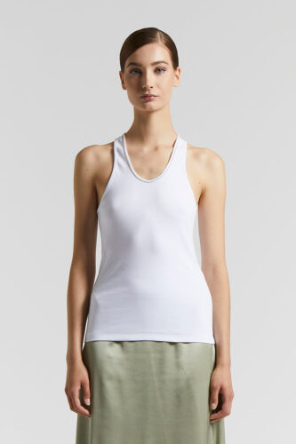 Peserico - Micro rib jersey stretch top - Pure White