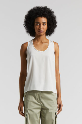 Peserico - Silk crepe de chine U-neck top - Natural white