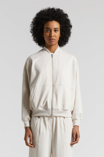 Peserico - Bomber sweatshirt in technical cotton jersey - Alabaster
