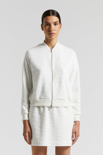 Peserico - Cotton and sequin bomber sweatshirt - Natural white