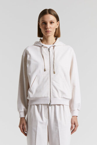 Peserico - Sweatshirt in soft stretch cotton - Quartz sand