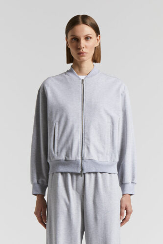 Peserico - Bomber sweatshirt in soft stretch cotton - Lunar gray