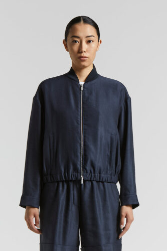 Peserico - Shiny gabardine bomber sweatshirt - Space blue