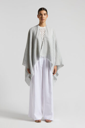Peserico - Poncho in organic cotton melange and linen - Lunar gray
