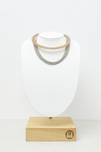 Peserico - Rigid tubular necklace with micro-crystals - Cappucino