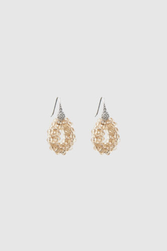 Peserico - Earrings with interlaced micro crystals - Cappucino
