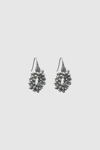 Peserico - Earrings with interlaced micro crystals - Lunar gray