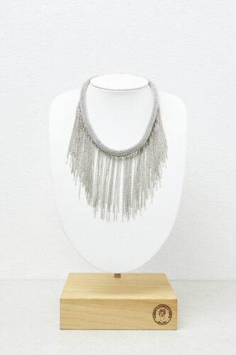 Peserico - Punto Luce tubular necklace with fringes - Gray