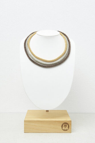 Peserico - Three-strand Punto Luce tubular necklace - Amber beige
