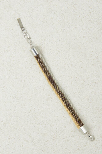 Peserico - Three-strand Punto Luce tubular bracelet - Amber beige